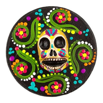 Alternate image for Papier Mache Skull Jewelry Box Made with Recycled Cardboard Skull in Black