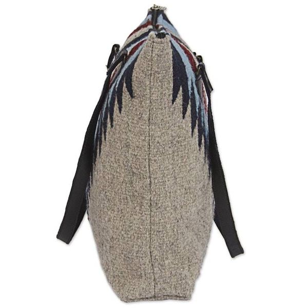 Alternate image for Wool Shoulder Bag with Zapotec Diamond Pattern and Leather Diamond Bliss