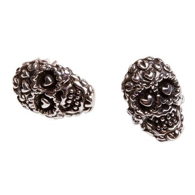 Alternate image for Skull Earrings in Taxco Sterling Silver Deadly Love