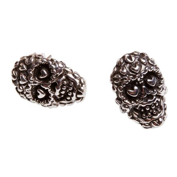Alternate image for Skull Earrings in Taxco Sterling Silver Deadly Love