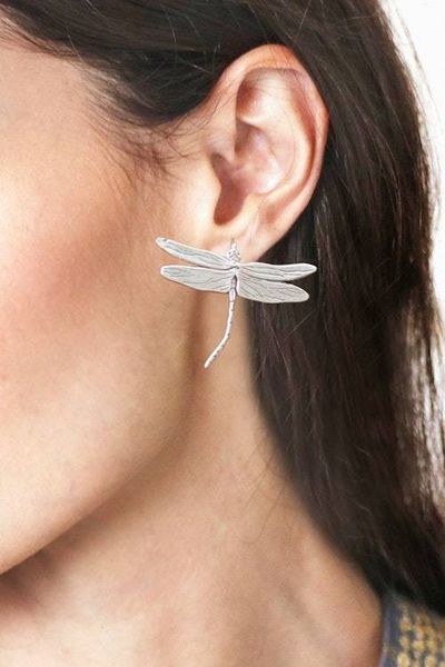 Alternate image for Dragonfly-Shaped Sterling Silver Drop Earrings from Mexico Divine Dragonfly