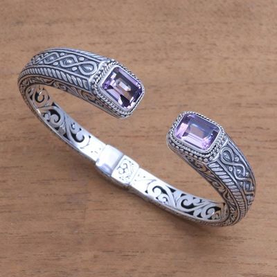 Alternate image for Helix Pattern Amethyst Cuff Bracelet from Bali Sukawati Helix