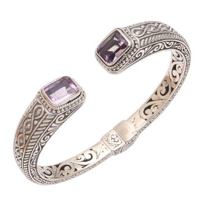 Alternate image for Helix Pattern Amethyst Cuff Bracelet from Bali Sukawati Helix