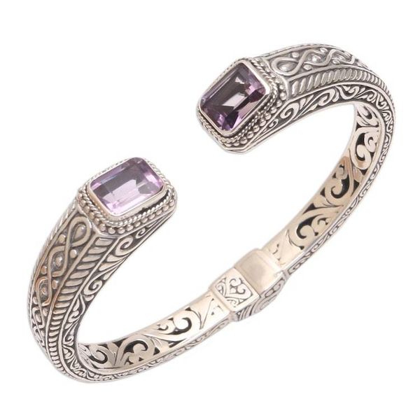 Alternate image for Helix Pattern Amethyst Cuff Bracelet from Bali Sukawati Helix