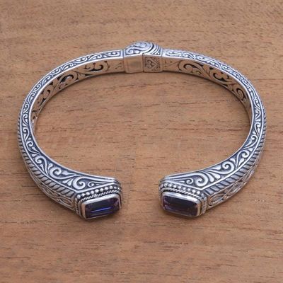 Alternate image for Helix Pattern Amethyst Cuff Bracelet from Bali Sukawati Helix