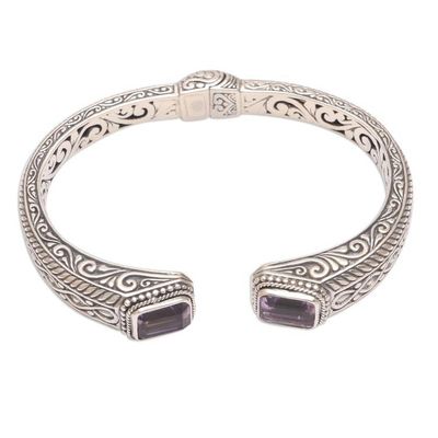 Alternate image for Helix Pattern Amethyst Cuff Bracelet from Bali Sukawati Helix