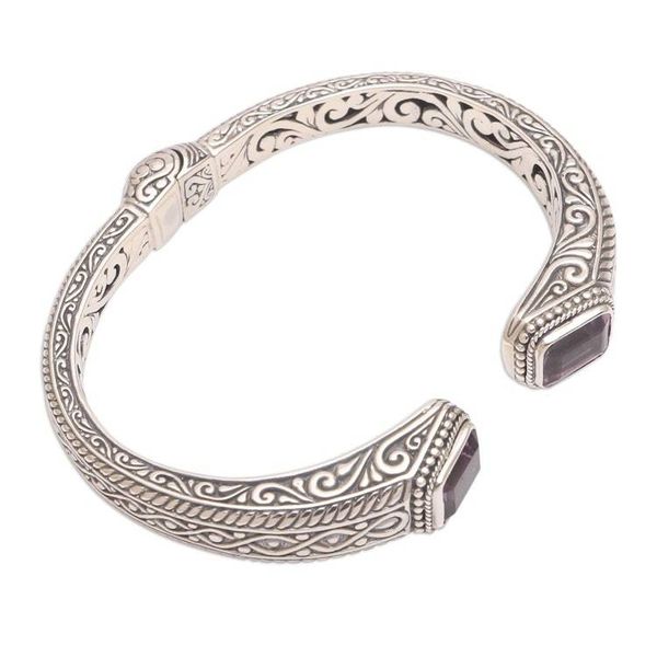 Alternate image for Helix Pattern Amethyst Cuff Bracelet from Bali Sukawati Helix