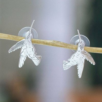 Alternate image for Hummingbird-Inspired Silver Drop Earrings from Mexico Hummingbird Glamour