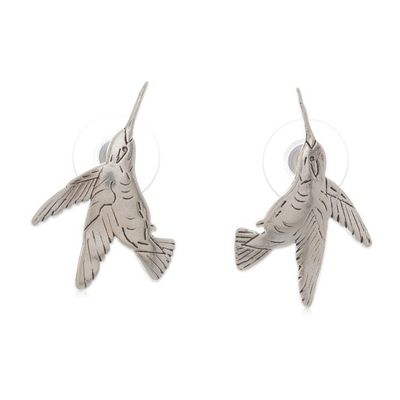 Alternate image for Hummingbird-Inspired Silver Drop Earrings from Mexico Hummingbird Glamour