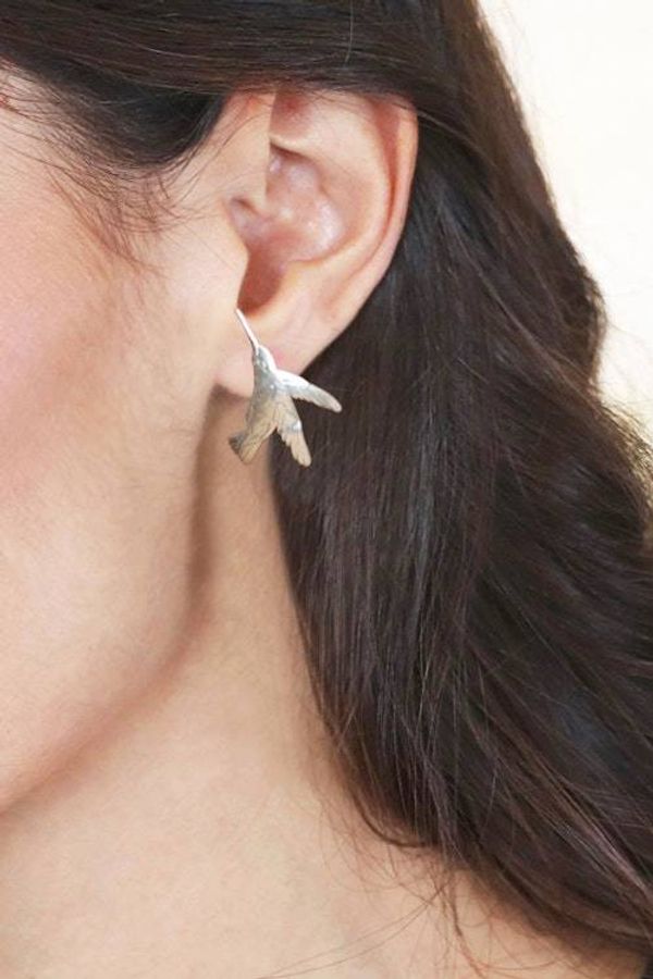 Alternate image for Hummingbird-Inspired Silver Drop Earrings from Mexico Hummingbird Glamour