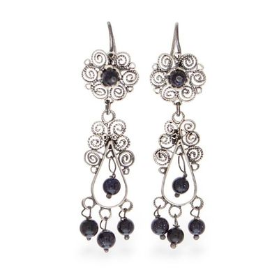 Alternate image for Crystal Beaded Sterling Silver Chandelier Earrings Vintage Beauty