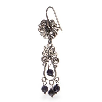 Alternate image for Crystal Beaded Sterling Silver Chandelier Earrings Vintage Beauty