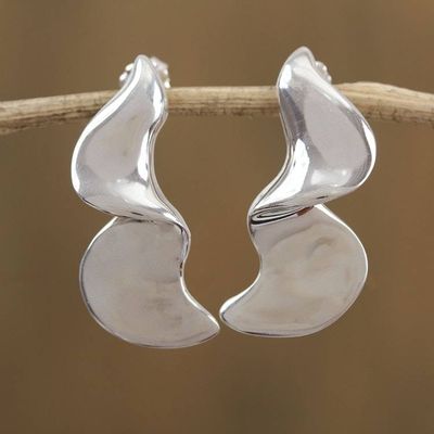 Primary image for Modern Wavy Sterling Silver Drop Earrings from Mexico Waves of Time