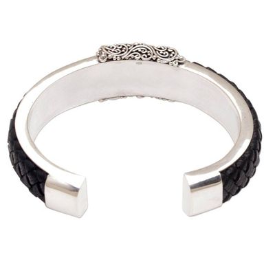 Alternate image for Braided Leather and Onyx Cuff Bracelet Remember Me