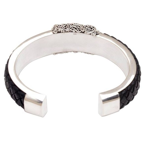 Alternate image for Braided Leather and Onyx Cuff Bracelet Remember Me