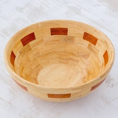 Primary image for Mahogany and Palo Blanco Wood Bowl Crafted by Hand Segments