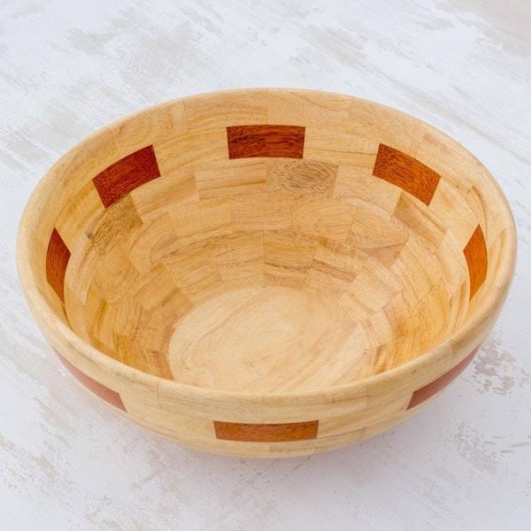 Alternate image for Mahogany and Palo Blanco Wood Bowl Crafted by Hand Segments