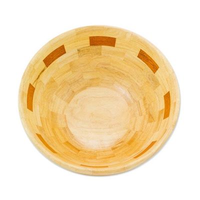 Alternate image for Mahogany and Palo Blanco Wood Bowl Crafted by Hand Segments