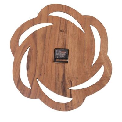 Alternate image for Hand-carved Wall Clock Crafted with Suar Wood in Indonesia Morning Windmill
