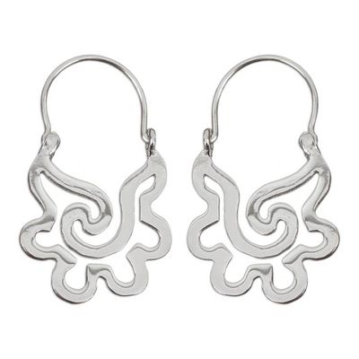 Alternate image for Sterling Silver Hoop Earrings Aztec Seashell