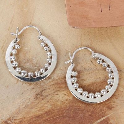 Primary image for Hand Crafted Taxco Silver Hoop Earrings Taxco Marquee