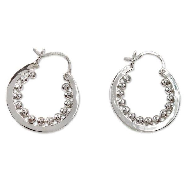 Alternate image for Hand Crafted Taxco Silver Hoop Earrings Taxco Marquee