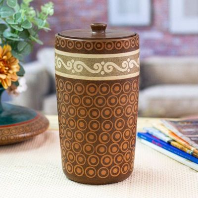 Alternate image for Hand Crafted Ceramic Decorative Jar from Mexico Waves
