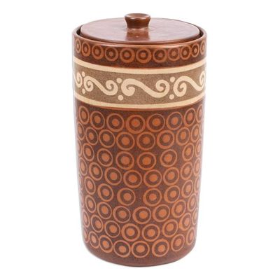 Alternate image for Hand Crafted Ceramic Decorative Jar from Mexico Waves