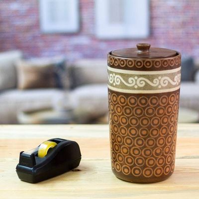 Alternate image for Hand Crafted Ceramic Decorative Jar from Mexico Waves
