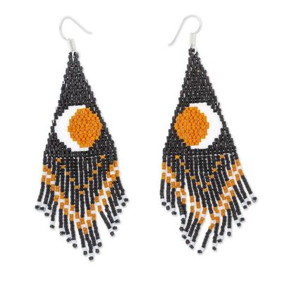 Alternate image for Handcrafted Beaded Waterfall Earrings with Eclipse Motif Enchanting Eclipse