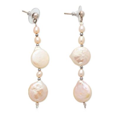 Alternate image for Natural Cream Cultured Pearl Dangle Earrings Made in Mexico Spheric Reef