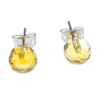 Alternate image for Faceted Amber Stud Earrings Crafted in Mexico Ancient Facets
