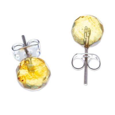 Alternate image for Faceted Amber Stud Earrings Crafted in Mexico Ancient Facets
