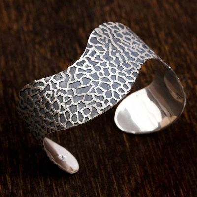 Alternate image for Modern Abstract Motif Sterling Silver Cuff Bracelet Sophisticated Savannah