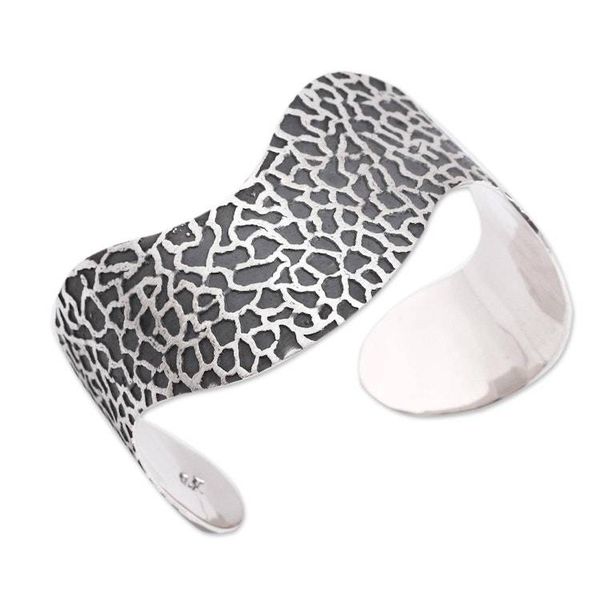 Alternate image for Modern Abstract Motif Sterling Silver Cuff Bracelet Sophisticated Savannah