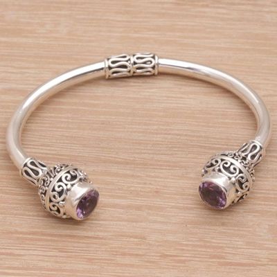 Alternate image for Amethyst and Sterling Silver Cuff Bracelet from Bali Monument