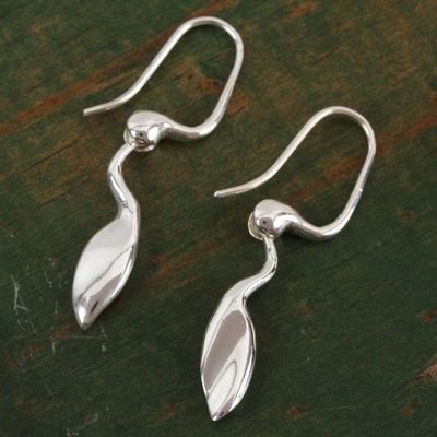 Alternate image for Abstract Sterling Silver Dangle Earrings from Mexico Shape of Nature