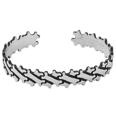 Alternate image for Hand Made Sterling Silver Cuff Bracelet Bone Motif Mexico Little Bones