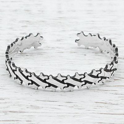 Alternate image for Hand Made Sterling Silver Cuff Bracelet Bone Motif Mexico Little Bones