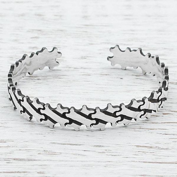 Alternate image for Hand Made Sterling Silver Cuff Bracelet Bone Motif Mexico Little Bones
