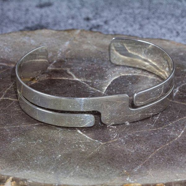 Alternate image for High-Polish Modern Sterling Silver Cuff Bracelet from Mexico Minimalist Paths