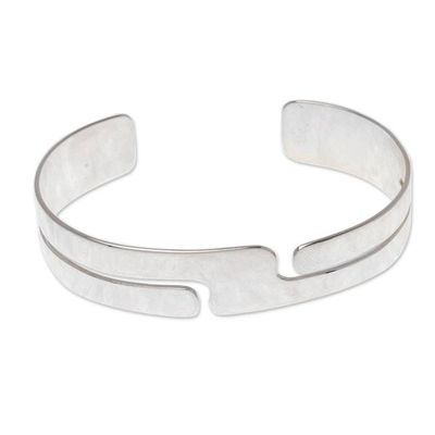 Alternate image for High-Polish Modern Sterling Silver Cuff Bracelet from Mexico Minimalist Paths