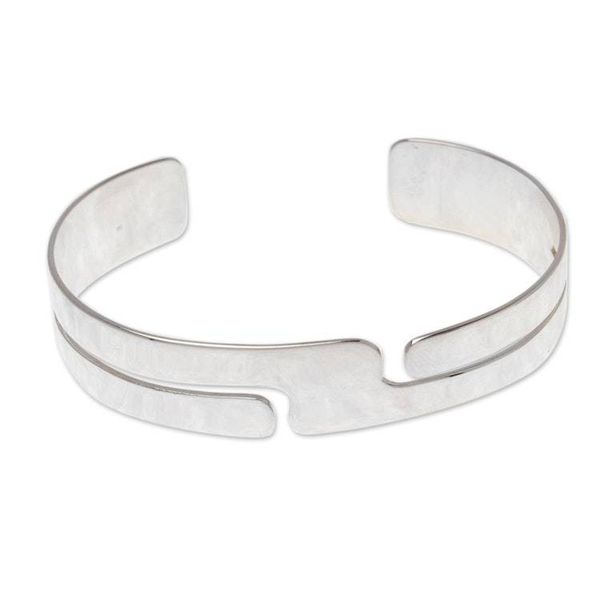 Alternate image for High-Polish Modern Sterling Silver Cuff Bracelet from Mexico Minimalist Paths