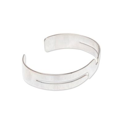 Alternate image for High-Polish Modern Sterling Silver Cuff Bracelet from Mexico Minimalist Paths