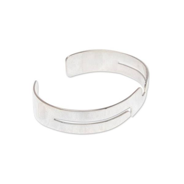 Alternate image for High-Polish Modern Sterling Silver Cuff Bracelet from Mexico Minimalist Paths