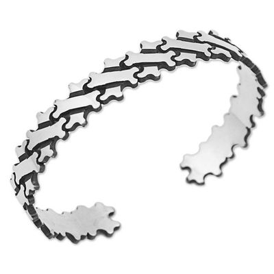 Alternate image for Hand Made Sterling Silver Cuff Bracelet Bone Motif Mexico Little Bones