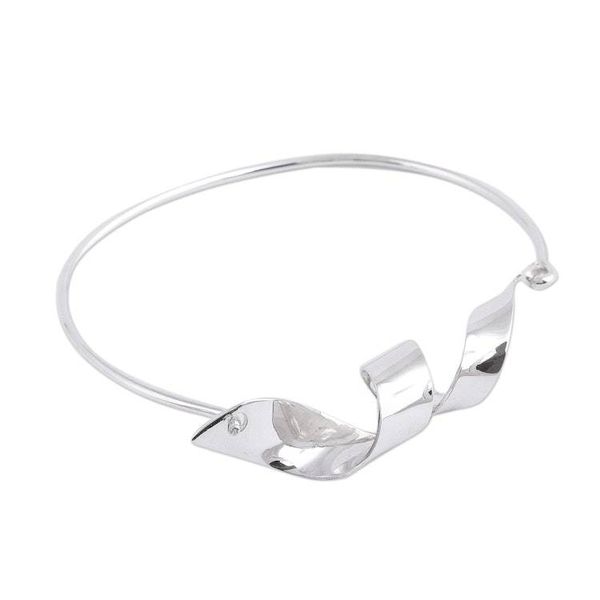 Alternate image for Taxco Sterling Silver Spiral Pendant Bracelet from Mexico Appealing Gleam