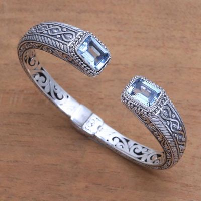 Primary image for Helix Pattern Blue Topaz Cuff Bracelet from Bali Sukawati Helix