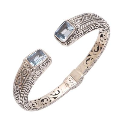 Alternate image for Helix Pattern Blue Topaz Cuff Bracelet from Bali Sukawati Helix