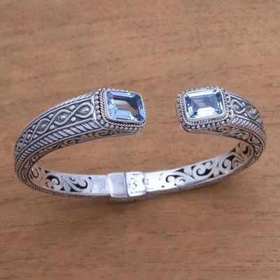 Alternate image for Helix Pattern Blue Topaz Cuff Bracelet from Bali Sukawati Helix